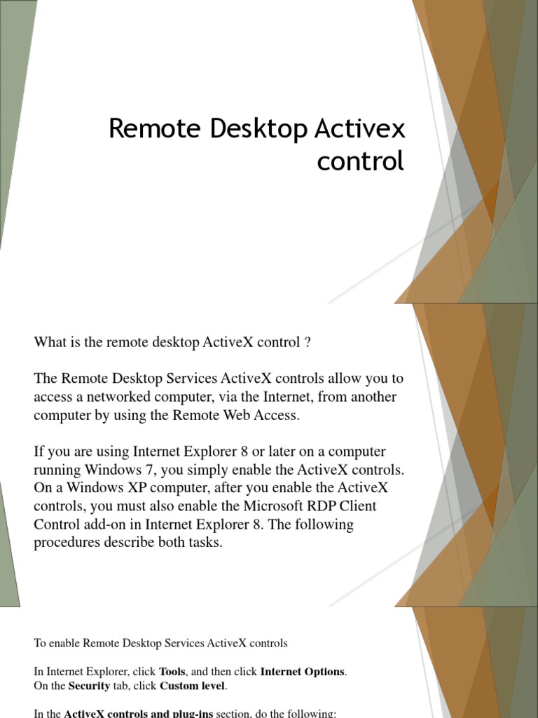 Enable Remote Desktop ActiveX Controls | PDF | Computers