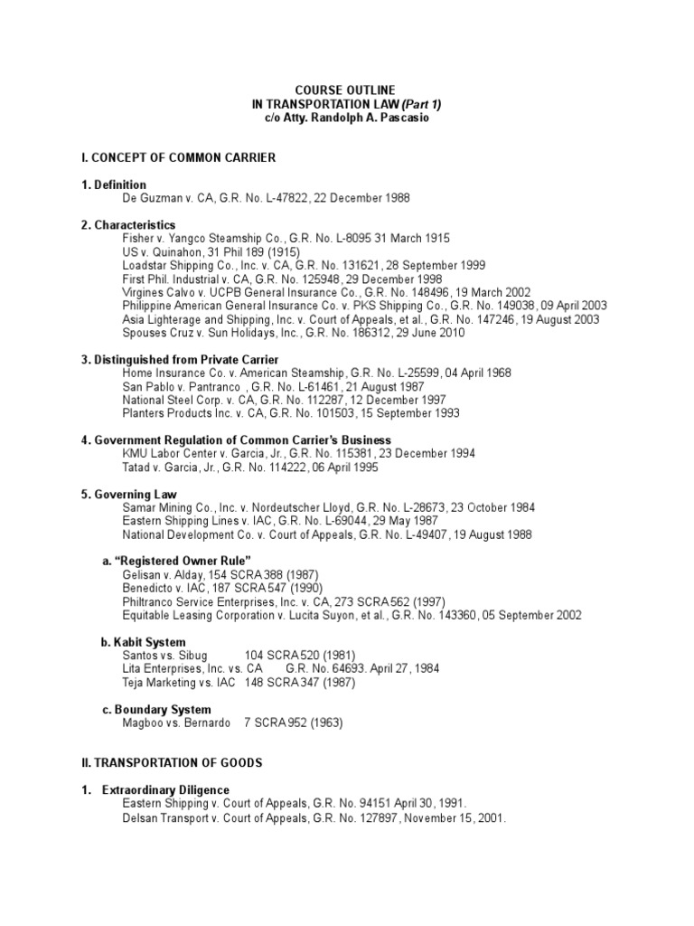 Transpo Syllabus PDF Admiralty Law Appellate Court
