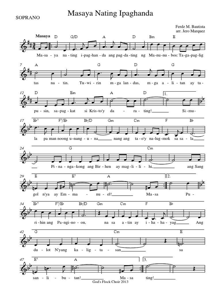 Masaya Nating Ipaghanda Soprano Pdf