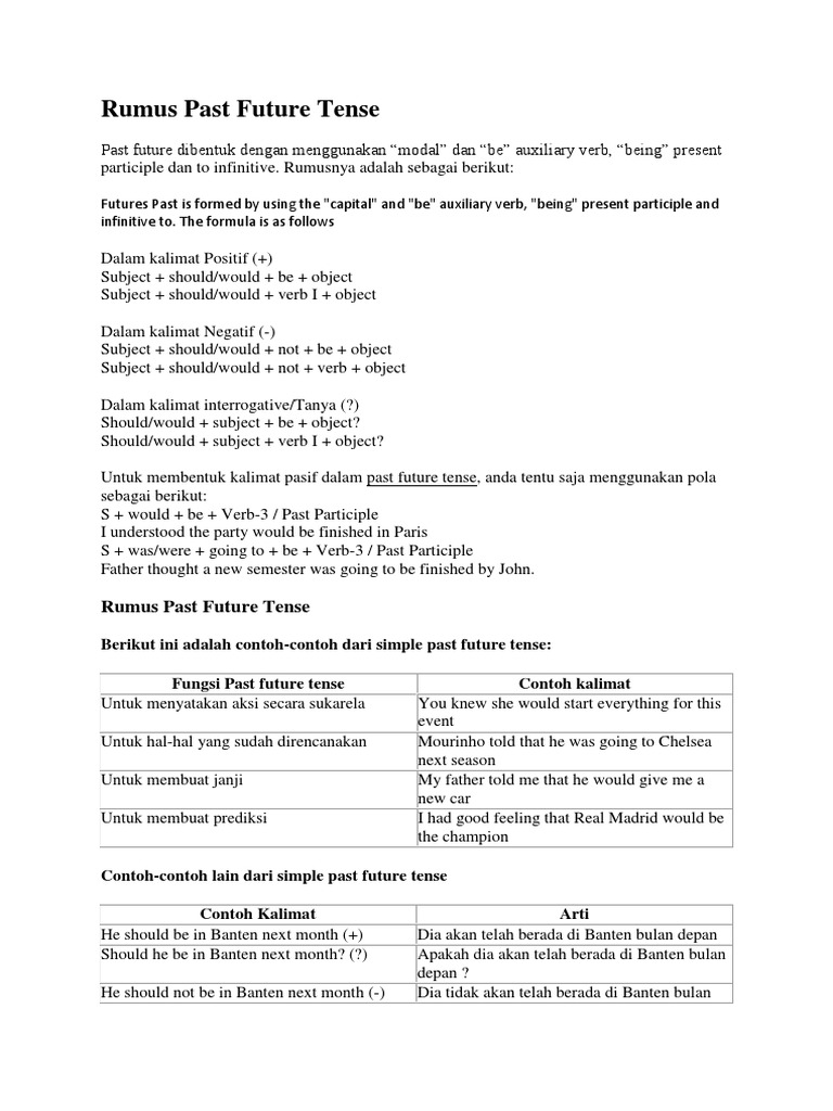 Rumus Past Future Tense.docx | Grammatical Tense | Verb