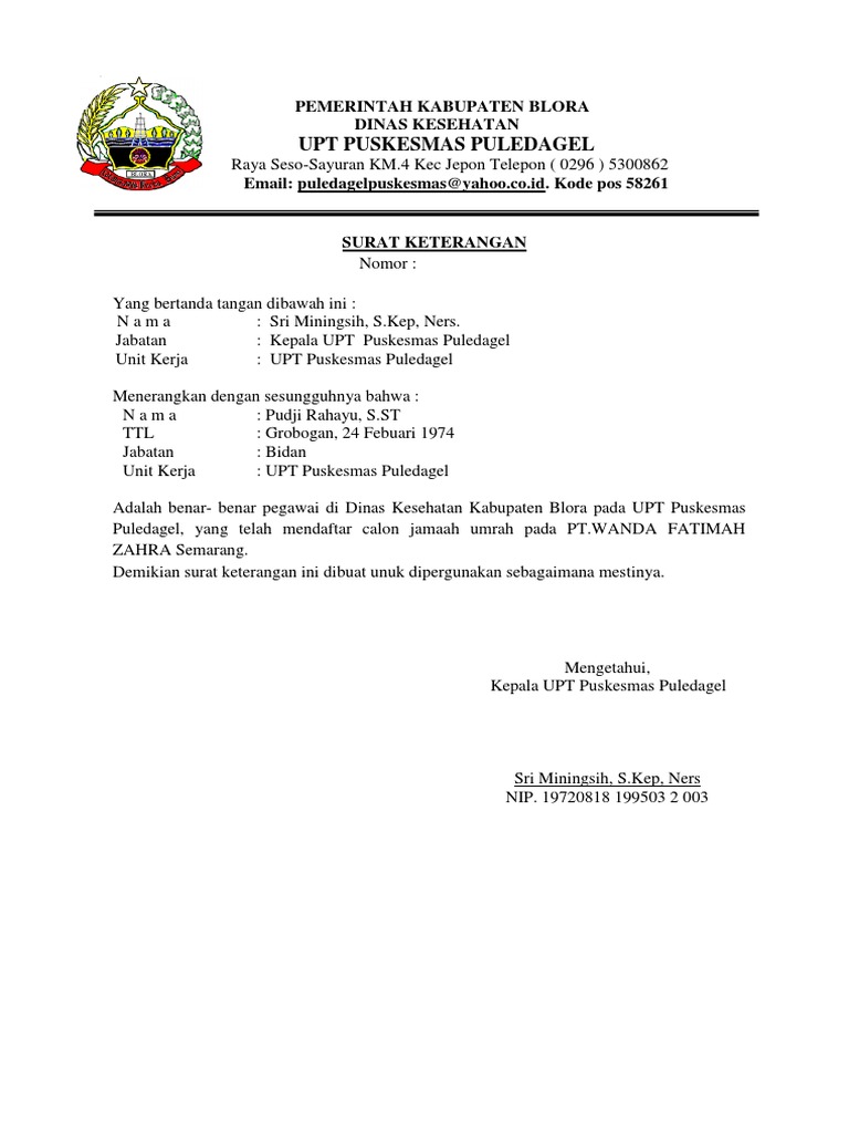 Surat Pernyataan Umroh