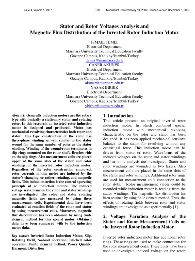 Induction Motor Stator and Rotor Voltage Analysis | PDF ...