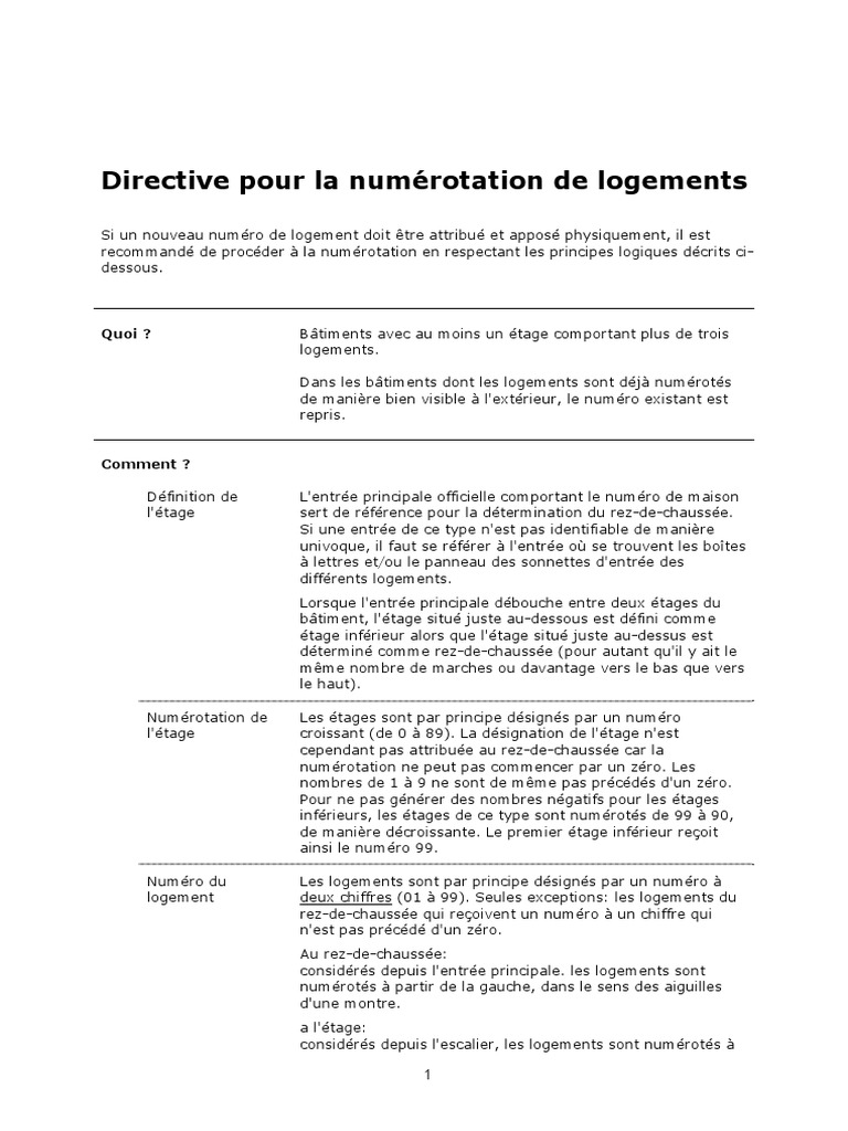 Directive Pour Numerotation Logements | PDF