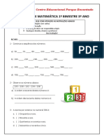 Prova de Matemática 1º Bimestre 3º Ano P.E