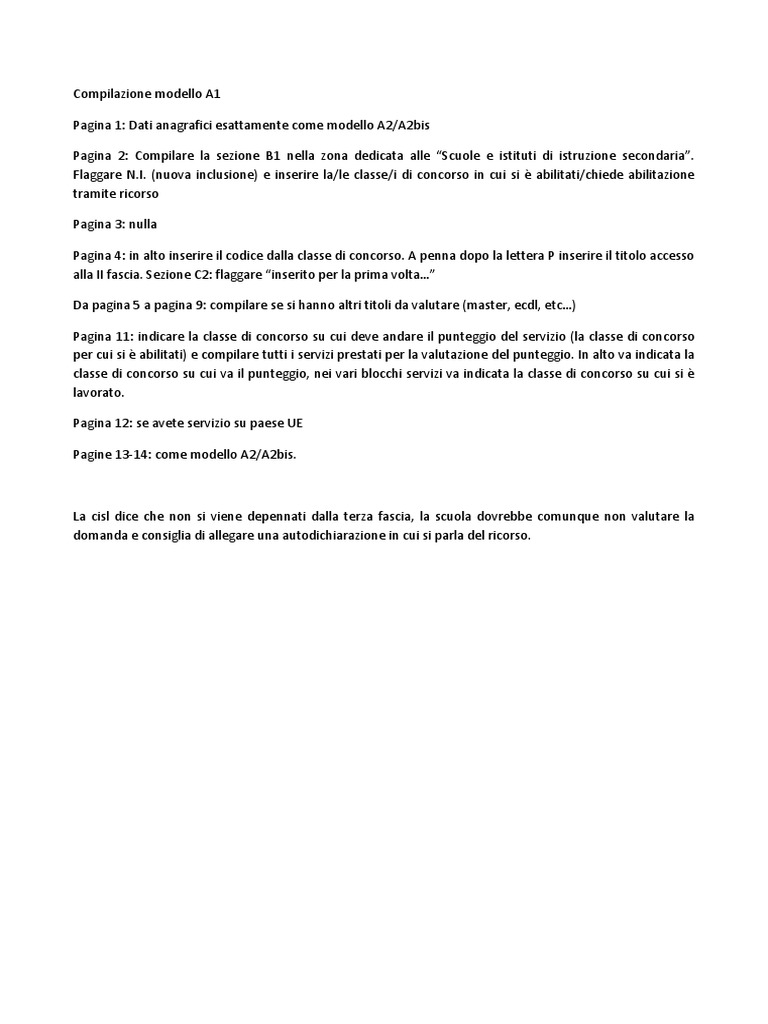 Compilazione Modello A11