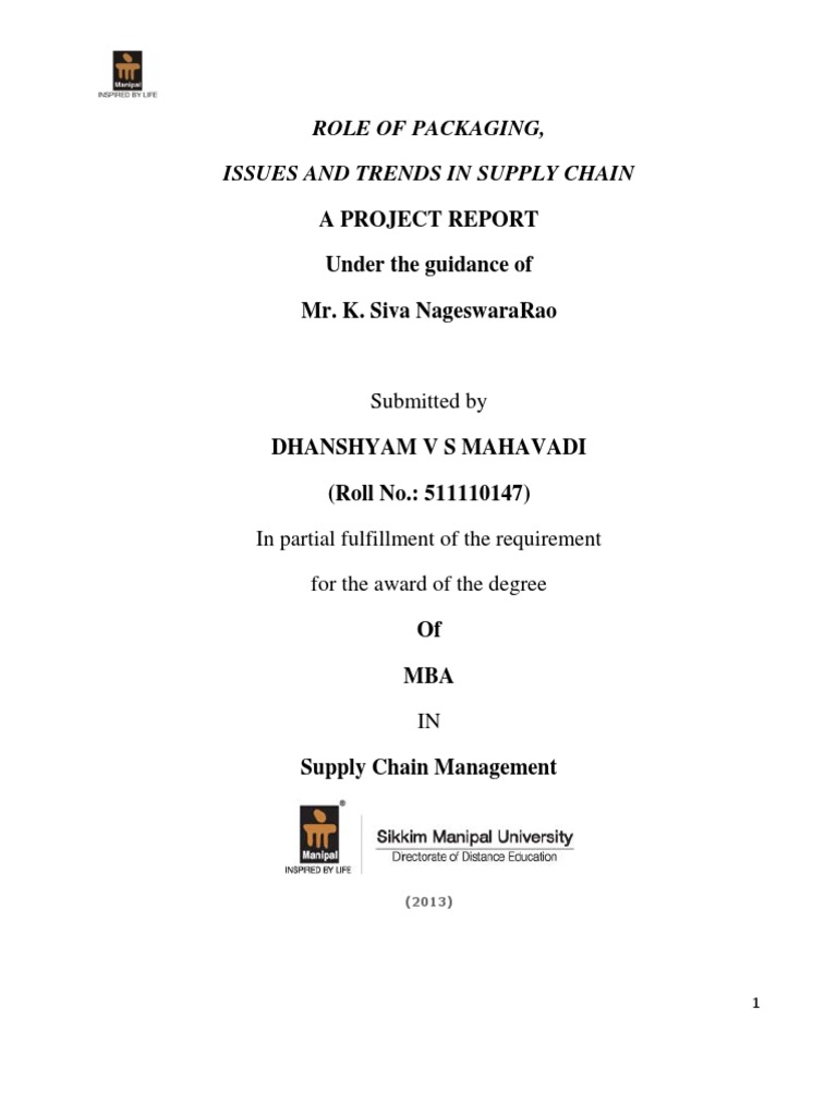 Role of Packaging in SCM PDF Supply Chain Management Packaging