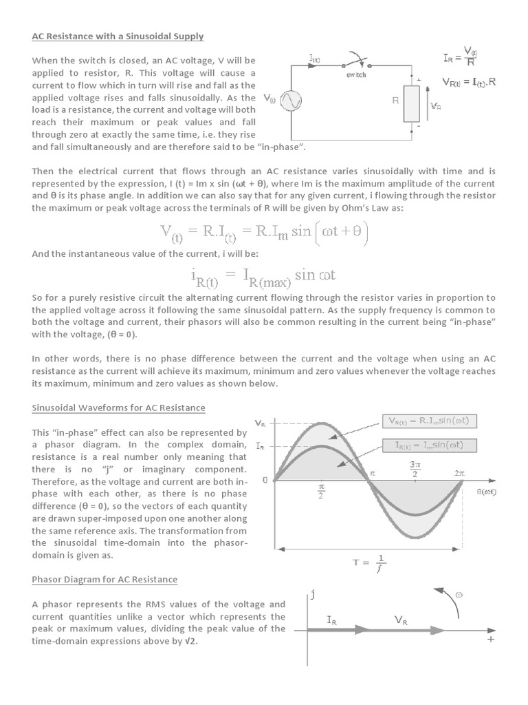 AC Resistance With A Sinusoidal Supply | PDF | Capacitor | Electrical ...