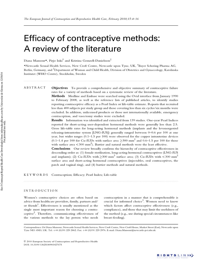 literature review on the use of contraceptives pdf