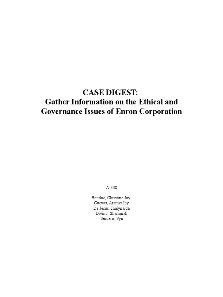 Enron's Ethical and Governance Failures | PDF | Enron | Accounting