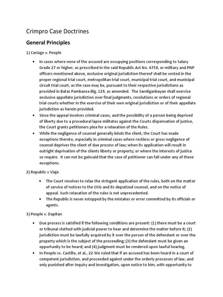 Crimpro Case Doctrines General Principles and Jurisdiction Prosecutor