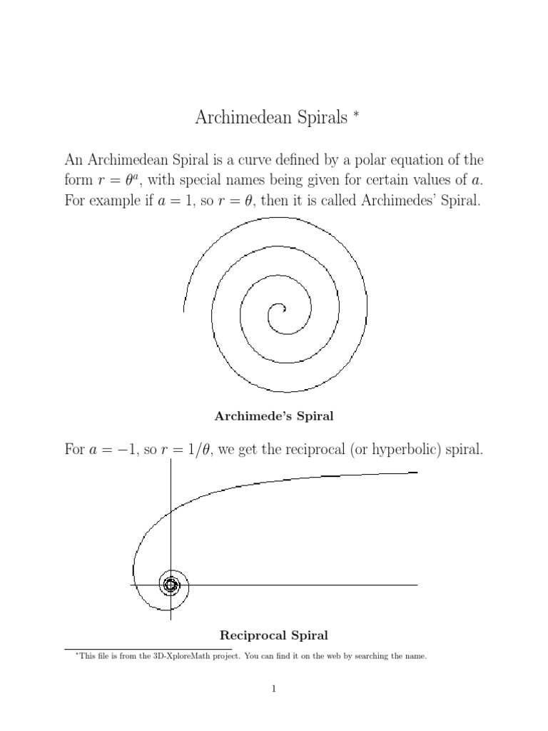 Archimedean Spiral | PDF | Analytic Geometry | Differential Geometry