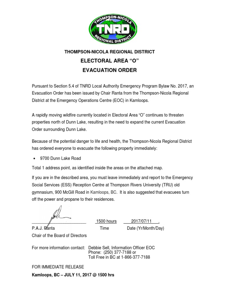 Evacuation Order for Dunn Lake Area | PDF | Emergency Incident ...