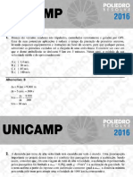 UNICAMP 2016 - 1 Fase - Questões 01 A 45
