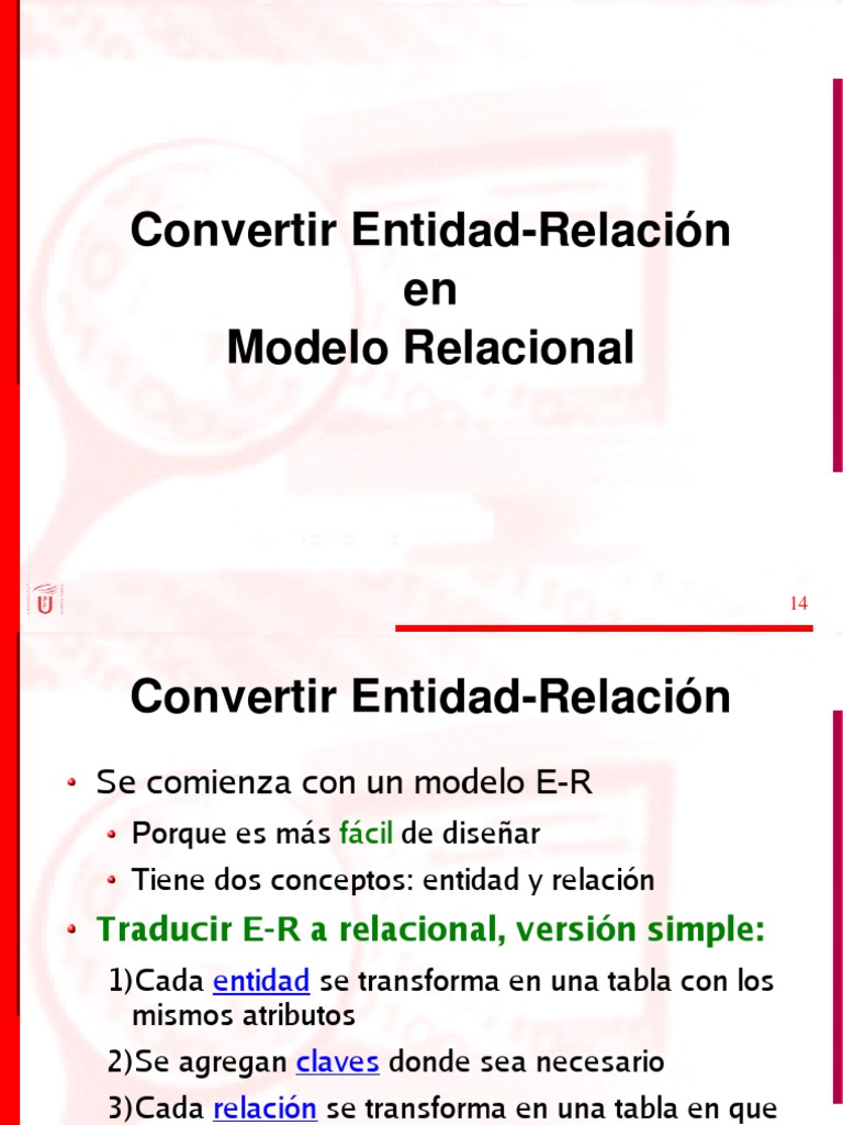 Covertir Modelo E-R A Modelo Relacional | PDF | Base de datos ...