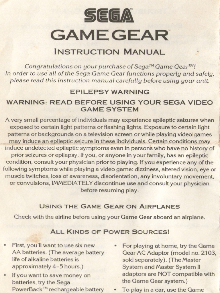 manual de instrucciones + la garantia de la con - Buy Video games and consoles Game Gear on todocoleccion