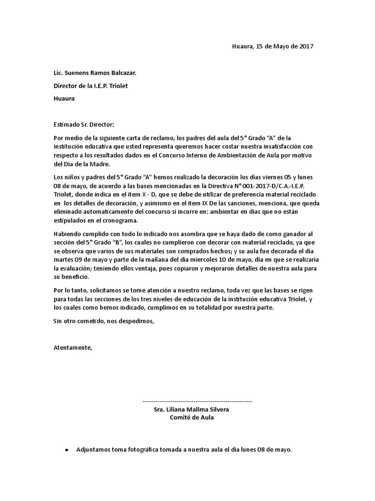 Carta de Reclamo