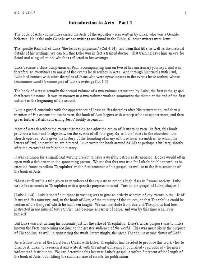 Introduction to the Book of Acts | PDF | Acts Of The Apostles | Gospel ...