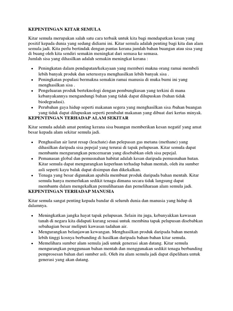 Kepentingan Kitar Semula Pdf
