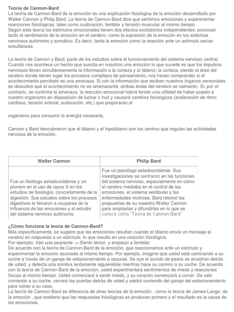 Teoria de James y Lange 2 | PDF | Las emociones | Neurociencia