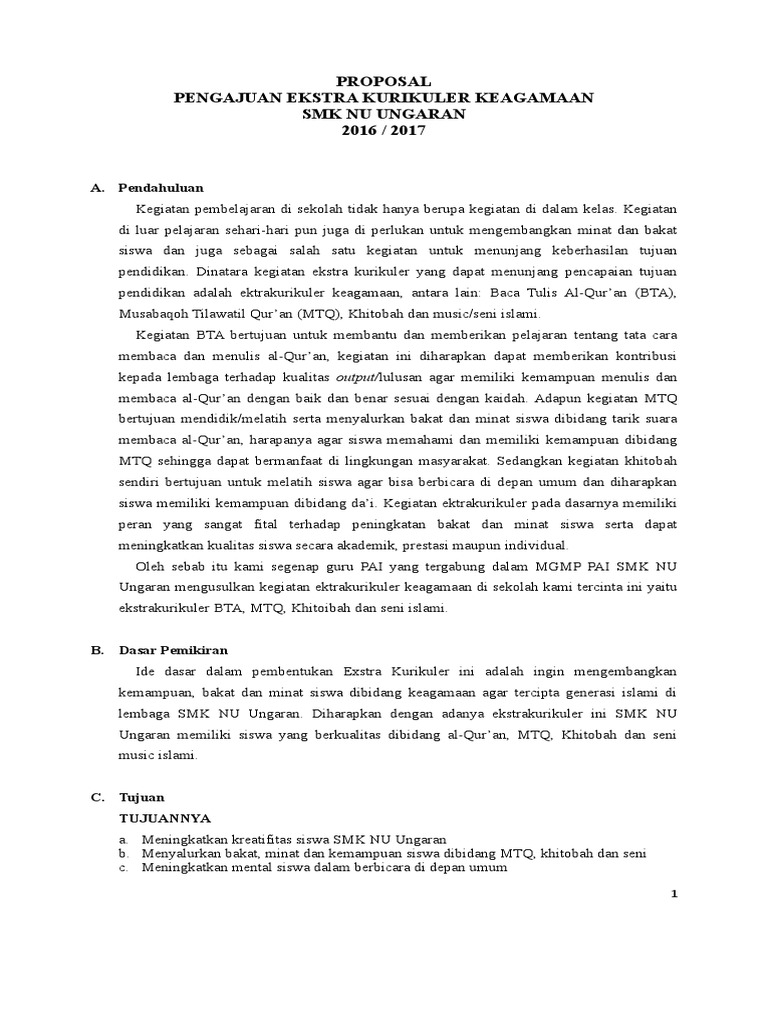 Contoh Proposal Ekskul Seni Musik