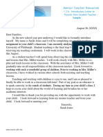 1.3 B Sample Introductory Letter To Parents Student Teacher