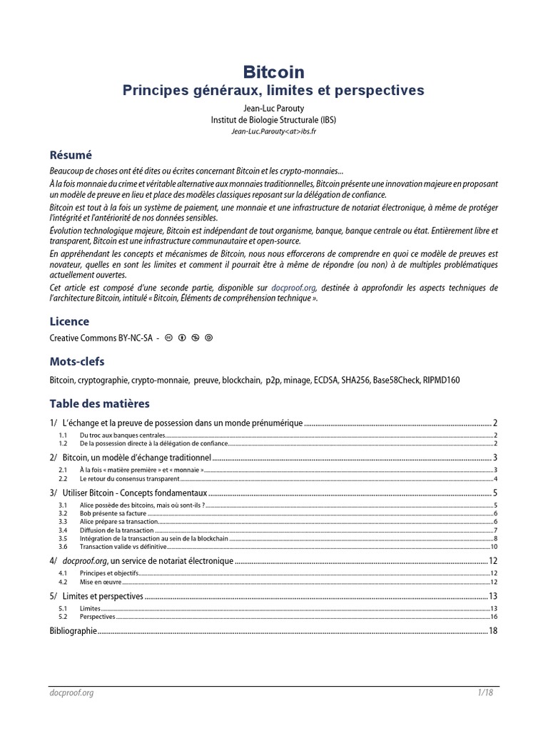 Bitcoin : Principes et Perspectives | PDF | Bitcoin | Devises