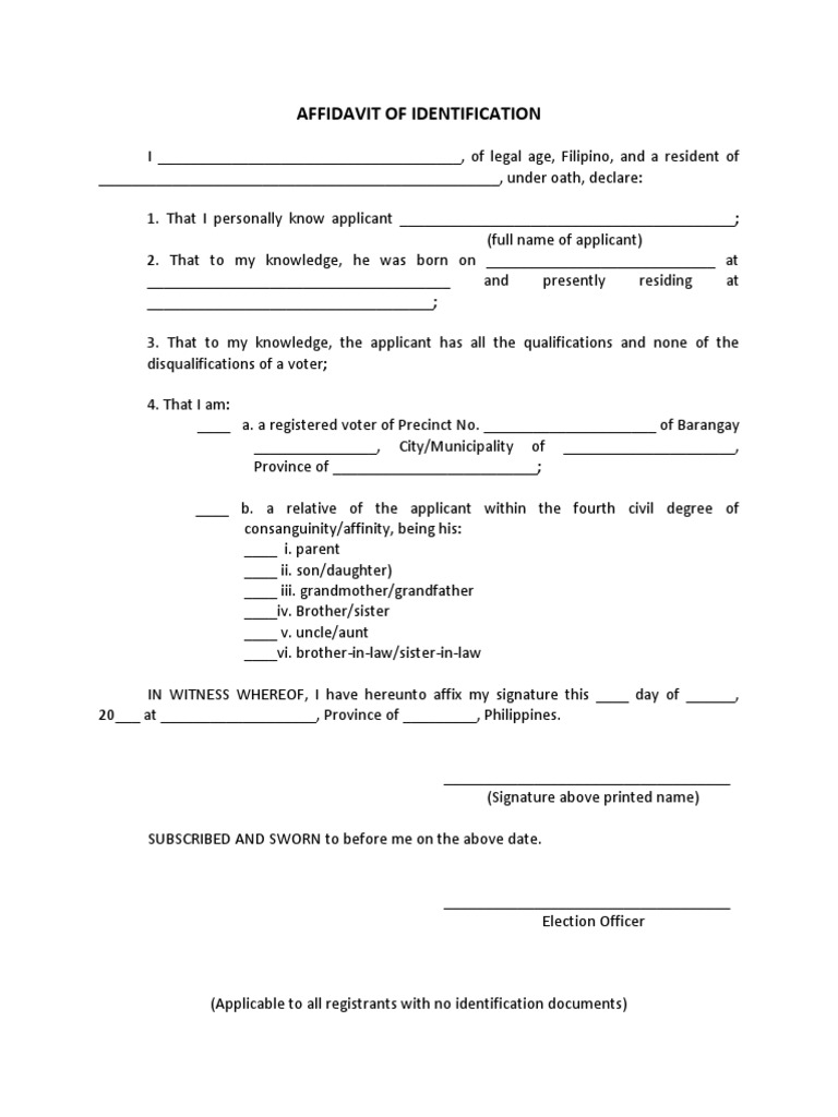 Affidavit of Identification | PDF