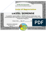Liezel Semense: Certificate of Appreciation