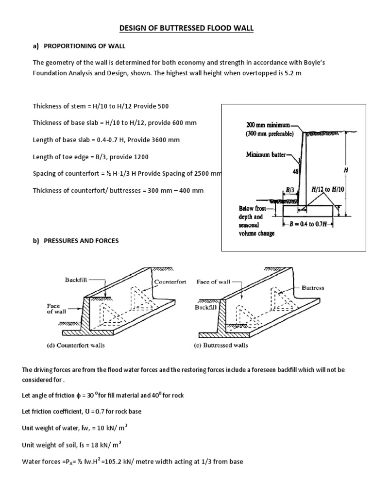 Buttressed Flood Wall Design Guide | PDF | Engineering | Applied And ...