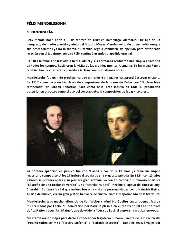 Felix Mendelssohn Pdf Composiciones Musicales Las Artes Escenicas