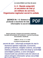 TEMA Nr. 4: Bazele Asigurării Protecției Secretelor de Stat Și Informației Militare de Serviciu. Organizarea Regimului Secret În Unitate