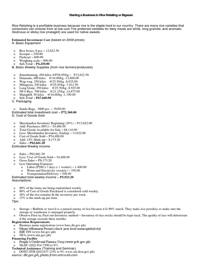 Marketing plan for rice business image