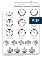 Write The Correct Alphabet Below Each Analog Clock That Shows The Same Me in Digital Clock