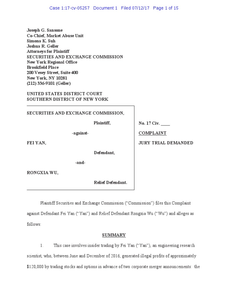 Uncategorized Simona Suh sec v fei yan insider trading call option