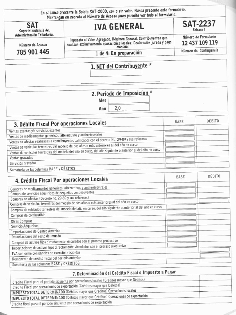 Formulario Del Iva General Finanzas Del Gobierno Impuestos