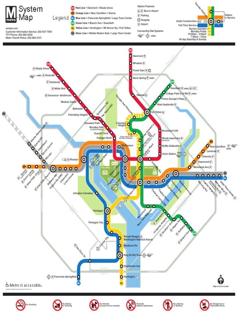 DC Metro Map  PDF  Washington Metro  Land Transport