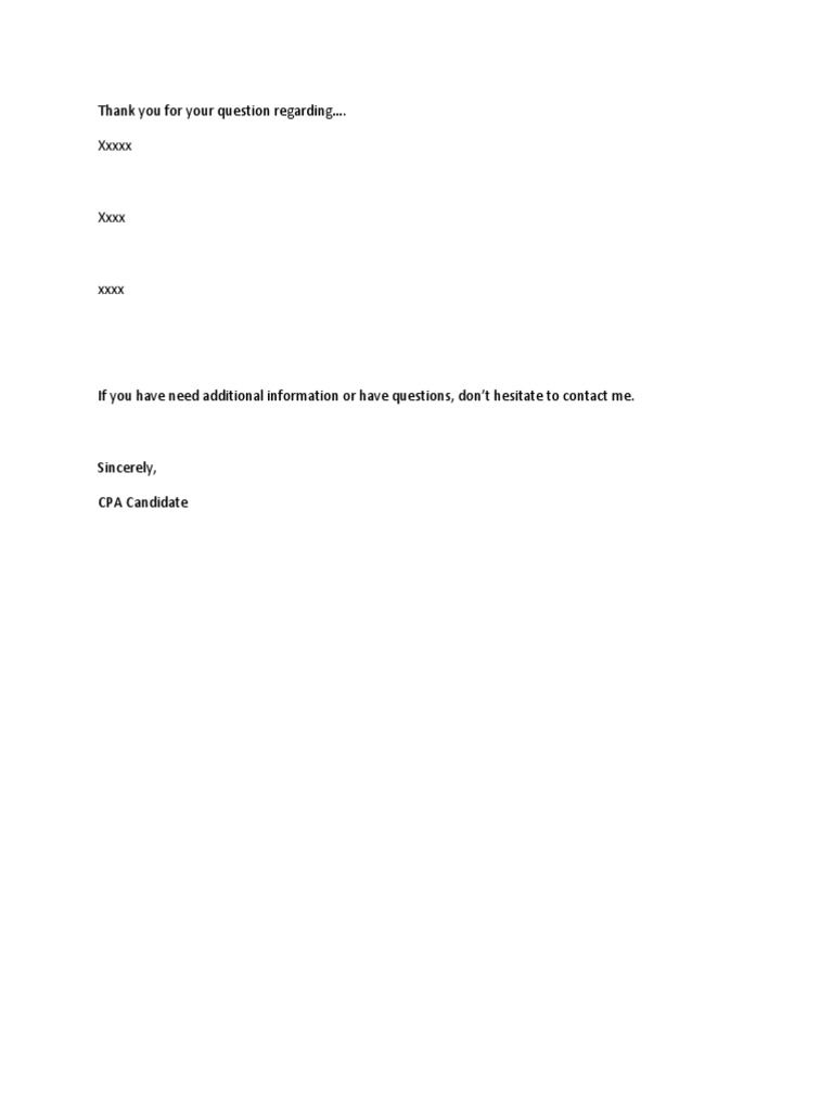 Inquiry Response from CPA Candidate | PDF