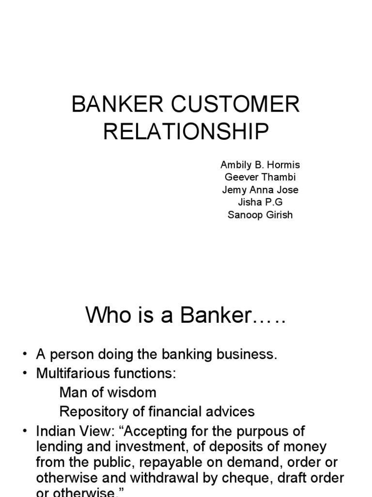 Banker-Customer Relationship Overview | PDF | Banks | Debt