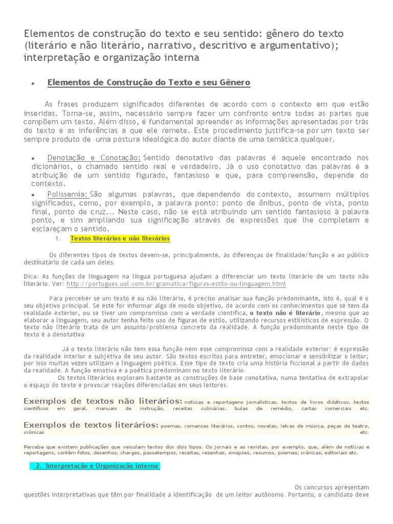 1 - Elementos de Construção Do Texto e Seu Sentido | PDF | Narração ...