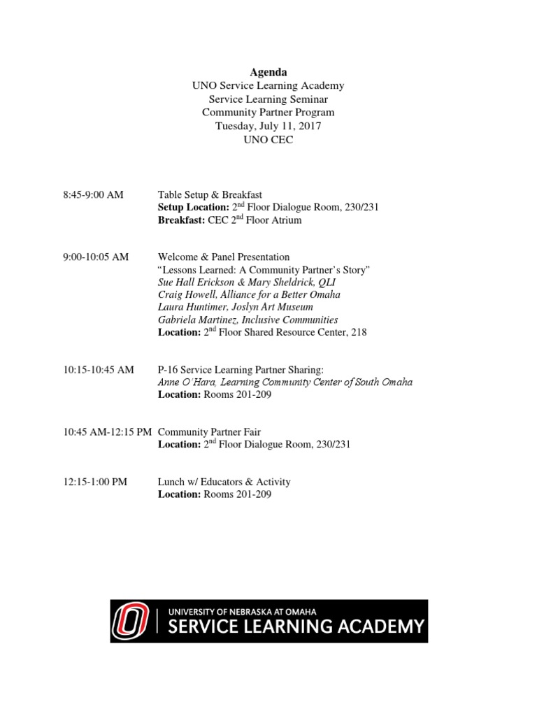 2017 Community Partner Day Agenda | PDF