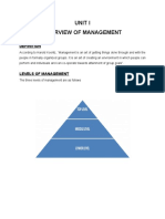 Unit I Overview of Management