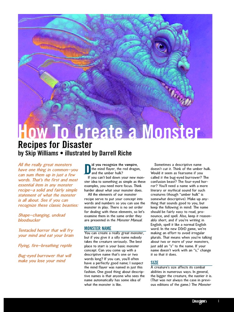 How To Create A Monster PDF PDF Dungeons & Dragons D20 System