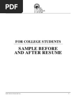 Sample Before and After Resume: For College Students