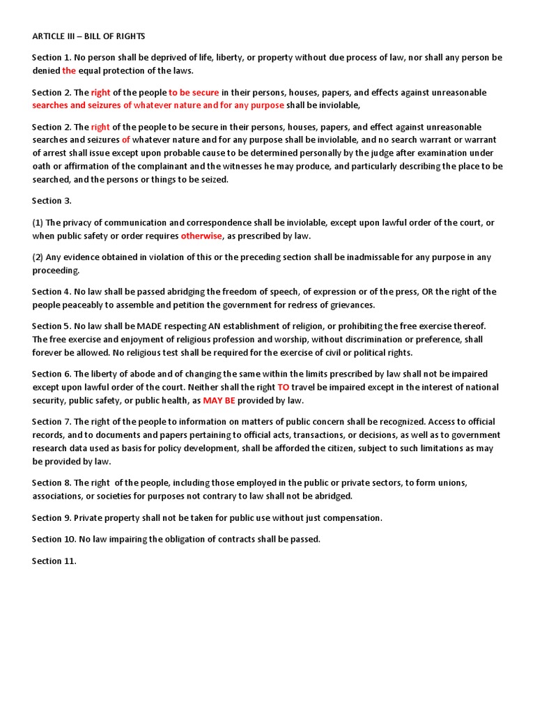 Bill of Rights: Fundamental Freedoms | PDF | Search And Seizure ...
