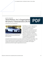 Tesla Motors, Inc.'s Organizational Structure, Characteristics (An Analysis)