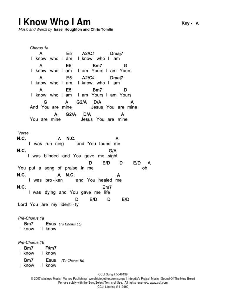 I Know Who I Am | PDF | Christian Music | Entertainment (General)