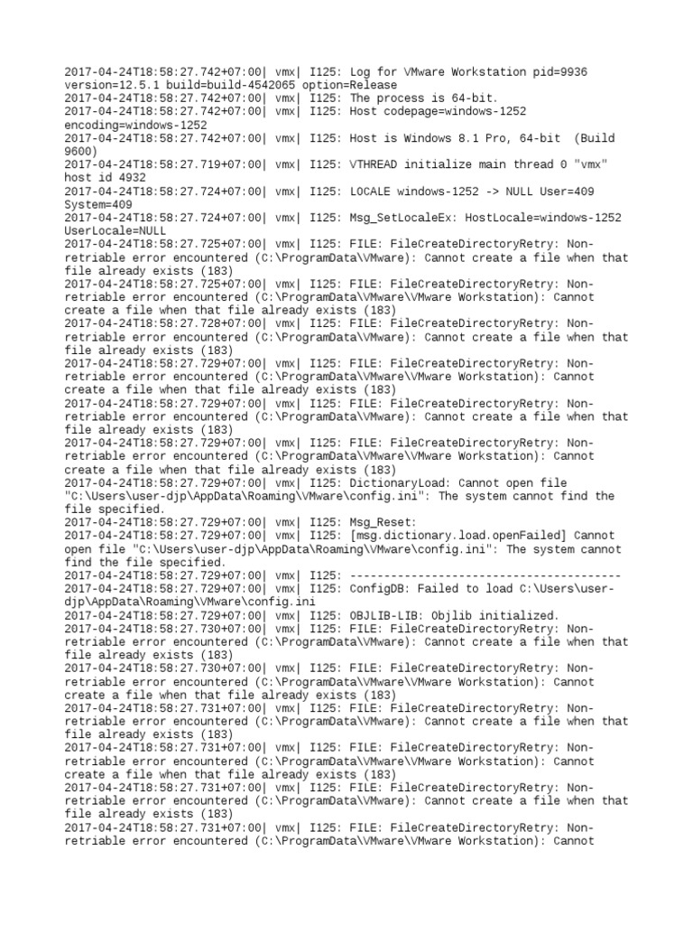 VMware Workstation Log Analysis 2017 | PDF | V Mware | Virtual Machine