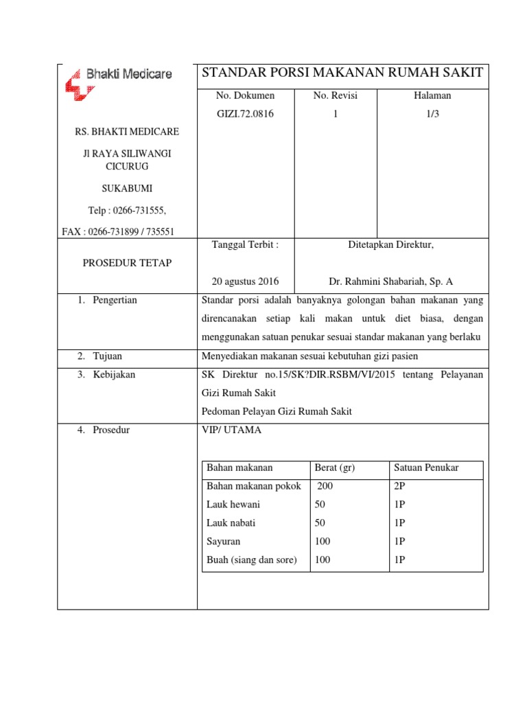 Standar Porsi | PDF