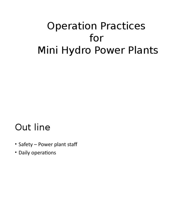 Operation Practices For Mini Hydro Power Plants | PDF
