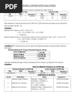 Standard Costing With Solutions: Solution